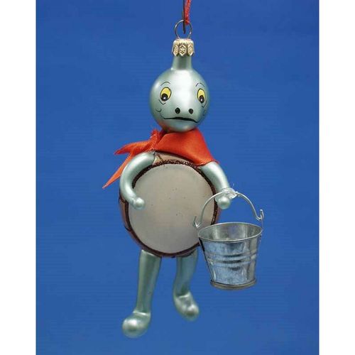 Personalized Turtle Holding a Bucket Christmas Ornament