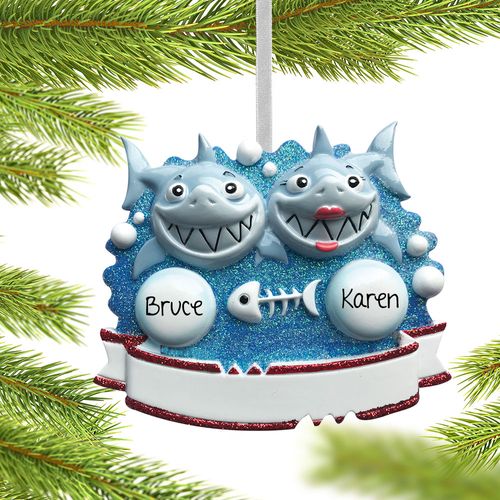 Personalized Shark Couple Christmas Ornament
