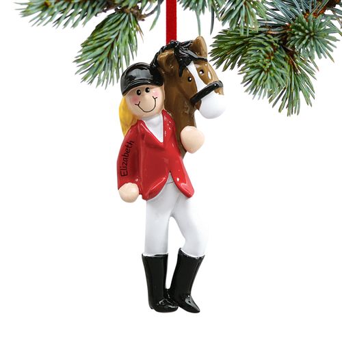 Personalized Equestrian with Horse Christmas Ornament