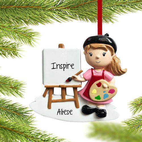 Personalized Artist Girl Christmas Ornament