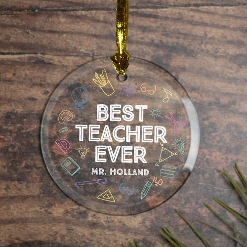 Personalized Best Teacher Christmas Ornament