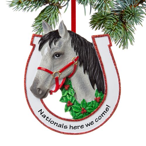 Personalized Grey Horse Christmas Ornament