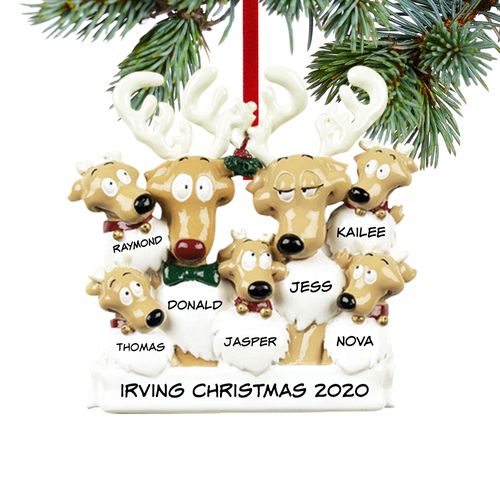 Personalized Reindeer Family 7 Christmas Ornament
