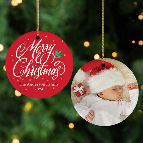 Personalized 'Merry Christmas' Family Photo Christmas Ornament