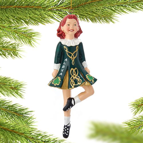 Personalized Irish Dancer in Traditional Irish Dress Christmas Ornament