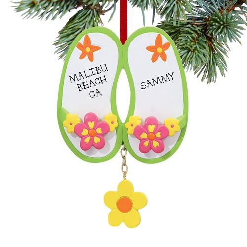 Personalized Flower Sandals Christmas Ornament