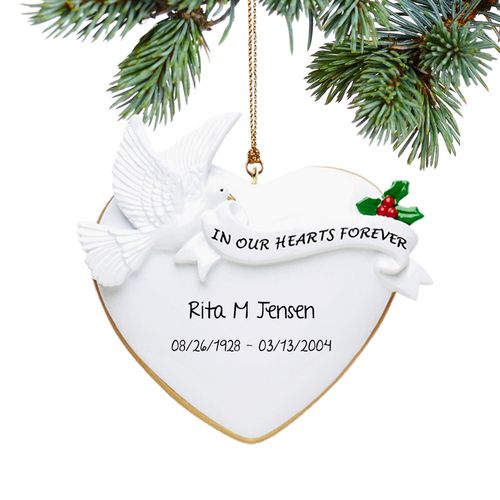 Personalized In Our Hearts Forever Dove Christmas Ornament