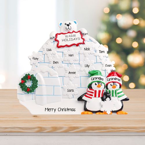 Personalized Family Of 10 Igloo Tabletop Christmas Ornament