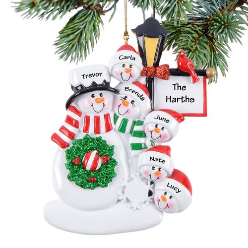 Personalized Lamppost Family Of 6 Christmas Ornament