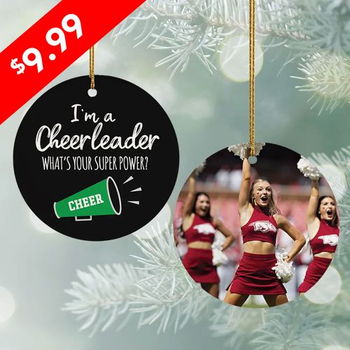 Personalized Cheerleader Super Power Photo Christmas Ornament