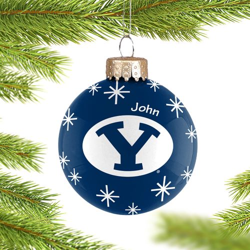 Personalized Brigham Young Ball Christmas Ornament