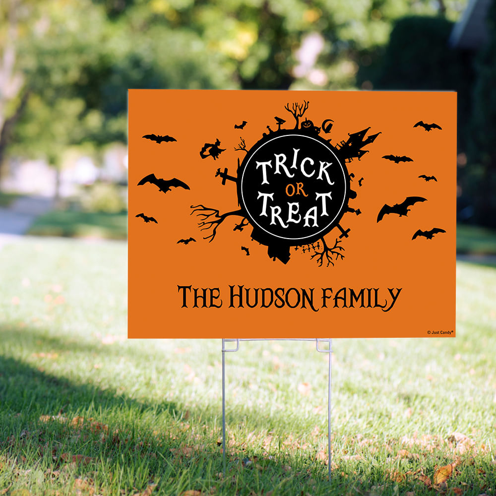 Personalized Halloween Trick Or Treat Yard Sign - Personalized 