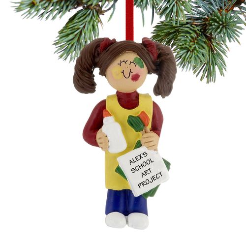 Art School Project Girl Christmas Ornament