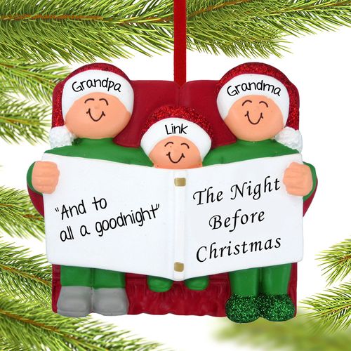 Night Before Family of 3 Grandparents Christmas Ornament
