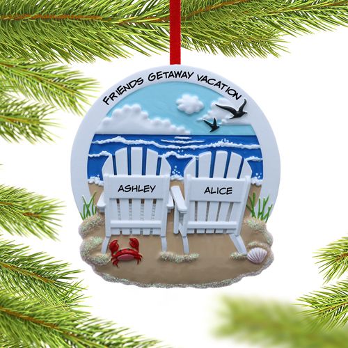 Adirondack Beach Chair Friends Christmas Ornament