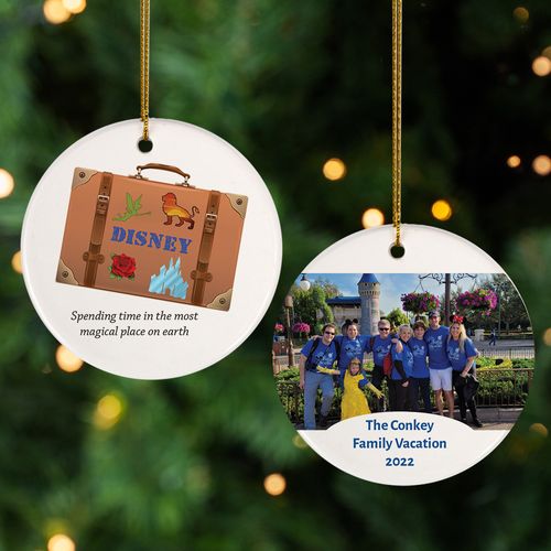 Personalized Magical Themepark Vacation Photo Christmas Ornament