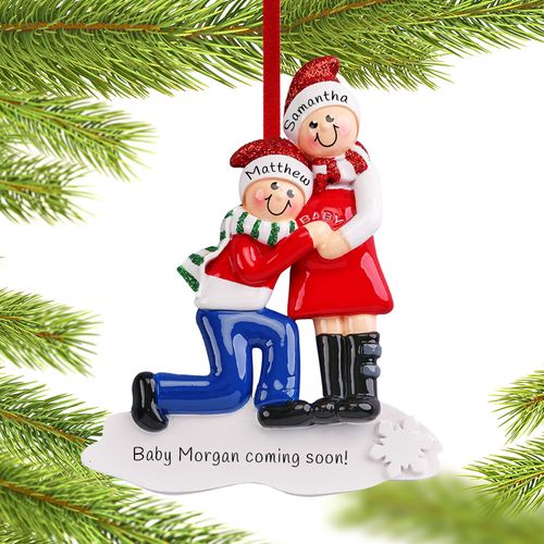 Personalized Couples Baby Kicking Pregnant Christmas Ornament
