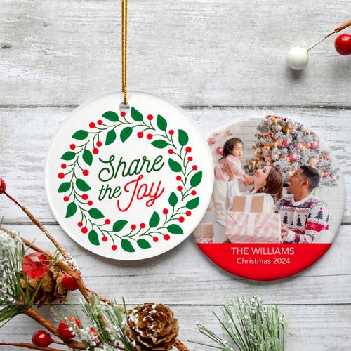 Personalized Share the Joy Photo Christmas Ornament