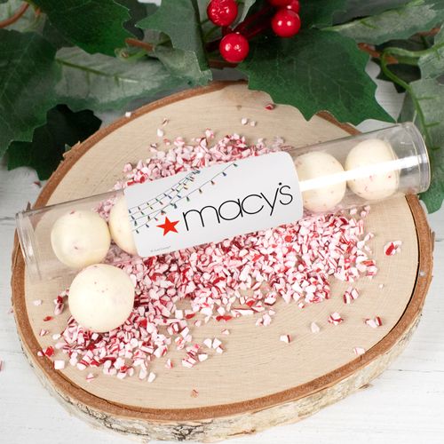 Personalized Christmas Lights Add Your Logo Peppermint Malt Ball Tube