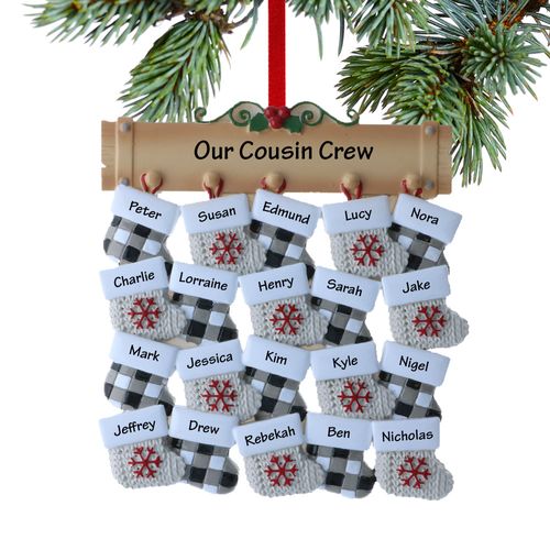 Personalized Family Of 20 Stockings Christmas Ornament