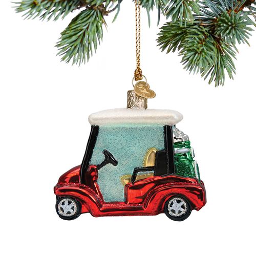 Personalized Glass Golf Cart Christmas Ornament
