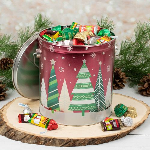 Personalized Snowy Tree Hershey's Chocolate Mix 3.7 lb Tin