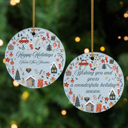 Personalized Happy Holidays Christmas Ornament