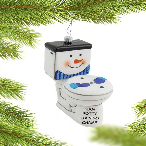 Personalized Frosty the Toilet Christmas Ornament