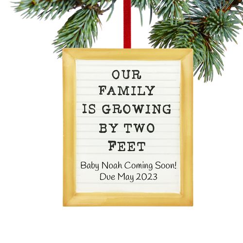 Personalized Our Family is Growing Letter Board Christmas Ornament