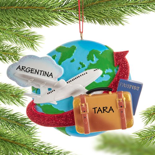 Personalized Travel Christmas Ornament