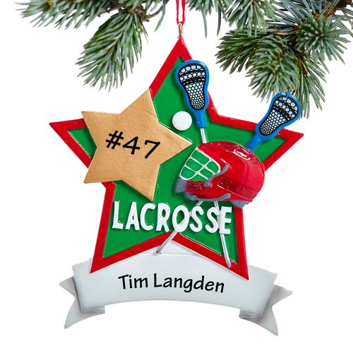 Personalized Lacrosse Star Christmas Ornament