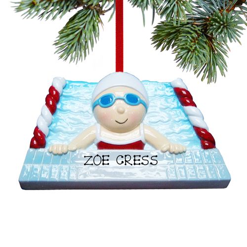 Personalized Swimming Girl Christmas Ornament