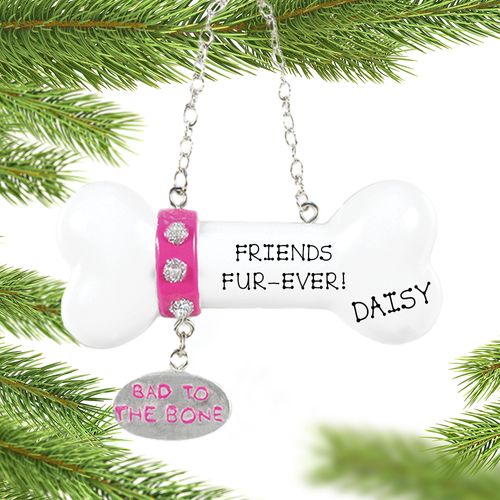 Personalized Pink Bad To The Bone Christmas Ornament