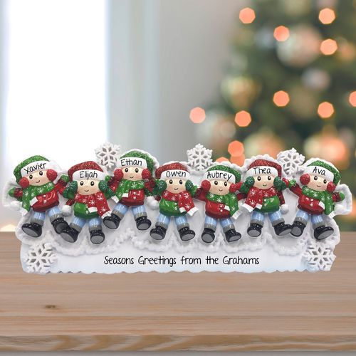 Personalized Snow Angel Family Of 7 Christmas Tabletop Ornament