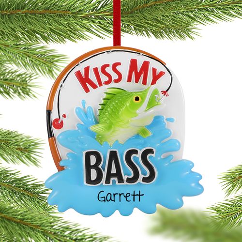 Personalized Kiss My Bass Christmas Ornament