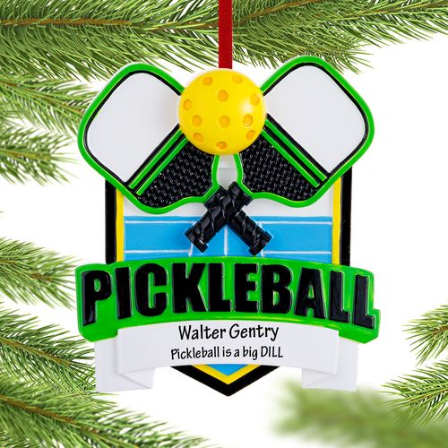 Personalized Pickleball Racket And Ball Christmas Ornament