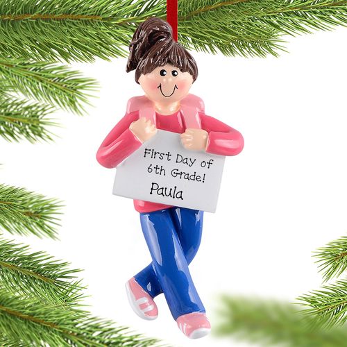 Personalized Girl First Day Christmas Ornament Of School Ornament