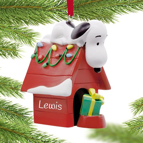Hallmark Peanuts Snoopy on Doghouse with Lights Christmas Ornament