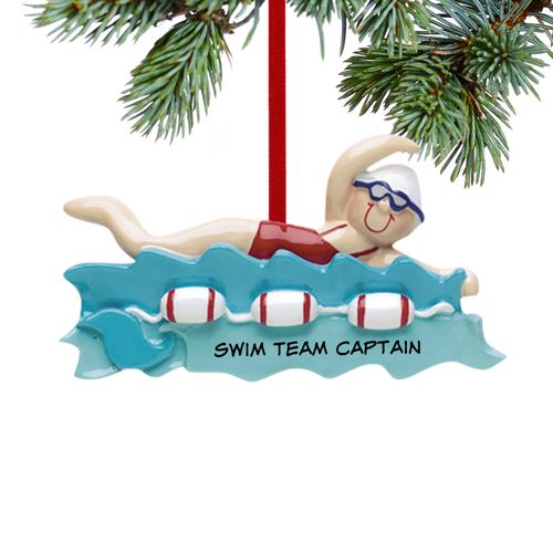 Personalized Swim Team Girl Christmas Ornament