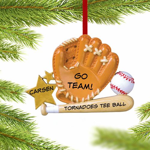 Personalized Tee Ball Sport Glove Christmas Ornament