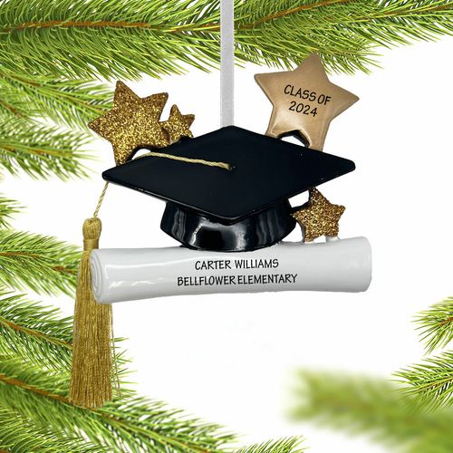 Personalized Elementary School Graduate Hat And Tassel Christmas Ornament