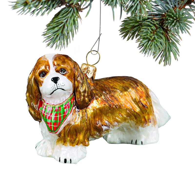 Glass Cavalier King Charles Blenheim with Bandana Christmas Ornament Personalized Christmas Ornaments Ornament Shop