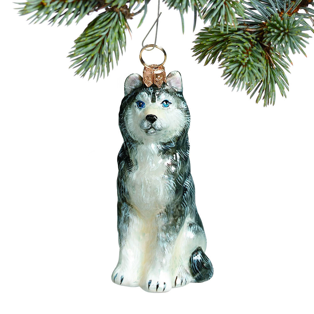 Glass Siberian Husky Christmas Ornament Personalized Christmas