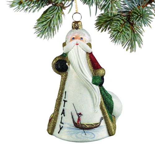 Glass Italy Santa Christmas Ornament