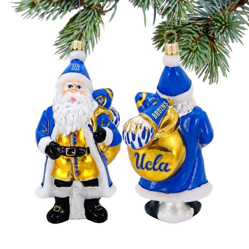 Glass UCLA Collegiate Santa Christmas Ornament