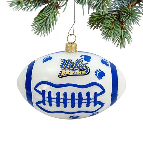 Glass UCLA Football Christmas Ornament