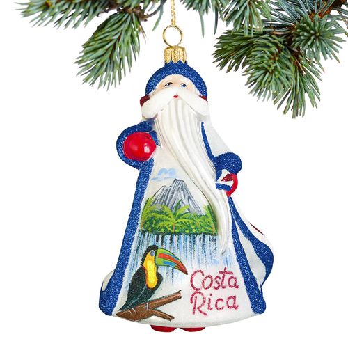 Glass Costa Rica Santa Christmas Ornament