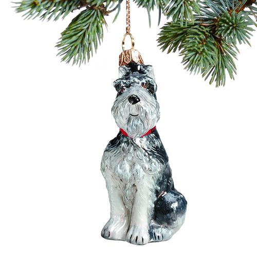 Glass Schnauzer Gray Christmas Ornament