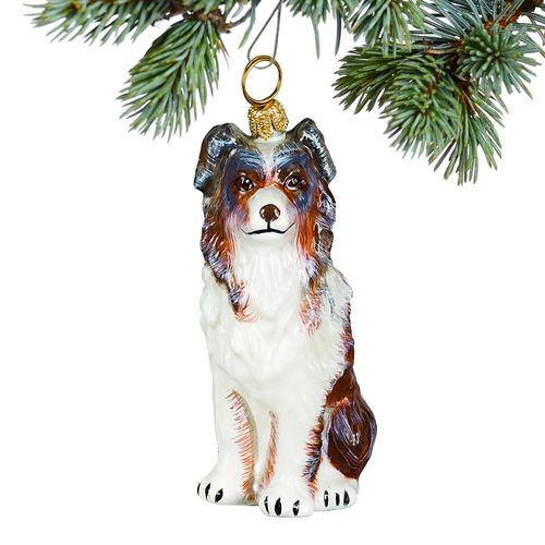 Glass Australian Shepherd Christmas Ornament