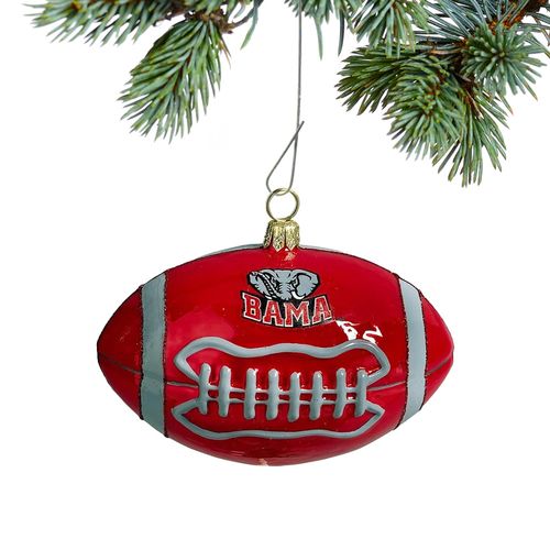Glass Alabama Football Christmas Ornament